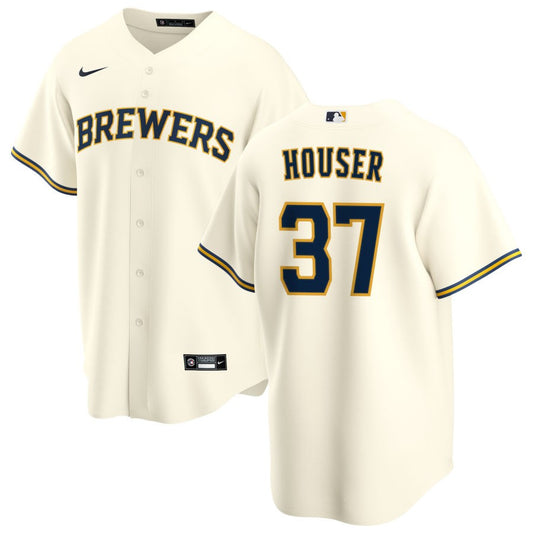 Adrian Houser Milwaukee Brewers Nike Home Replica Jersey - Cream