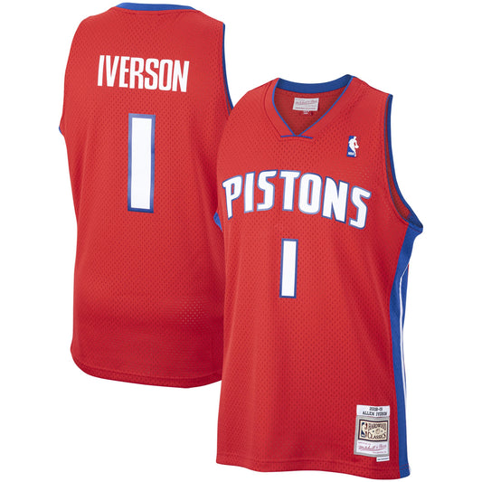 Allen Iverson Detroit Pistons Mitchell & Ness Hardwood Classics Swingman Jersey - Red