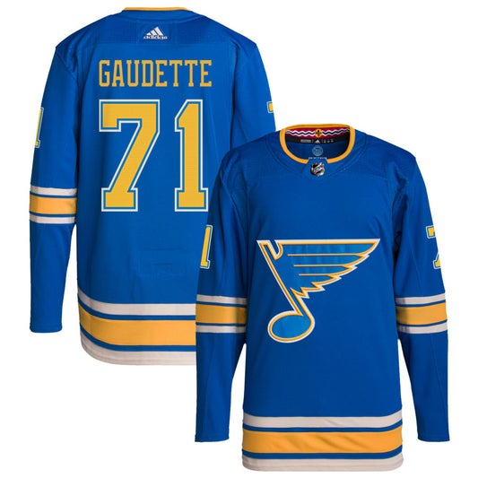 Adam Gaudette St. Louis Blues adidas Alternate Authentic Pro Jersey - Blue